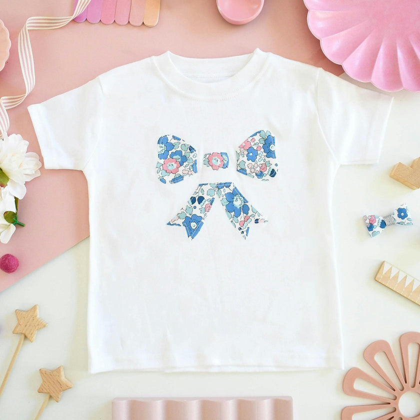 Liberty of London Childrens Bow Design White Short Sleeve T-Shirt, White