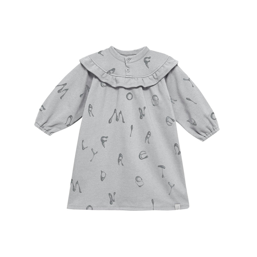 Girls Terry Dress With Ruffled Yolk
