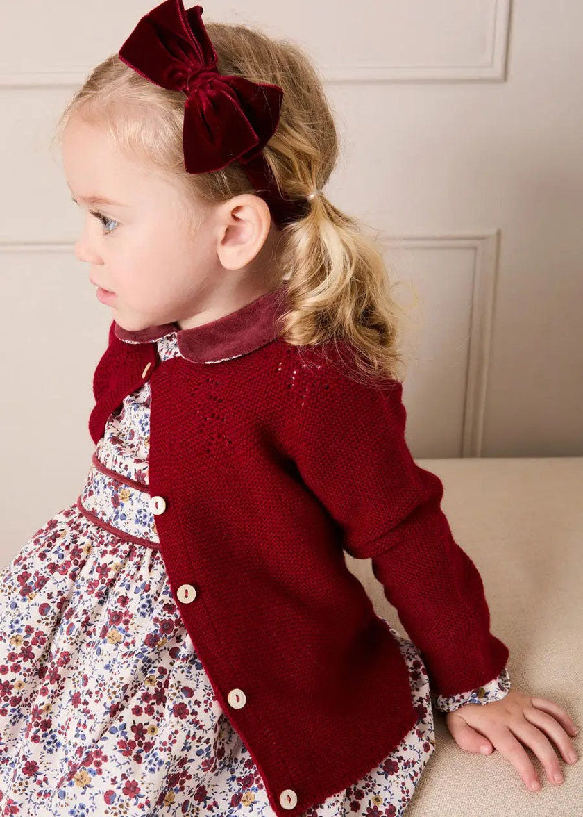 Openwork Cardigan In Burgundy (6mths-10yrs)