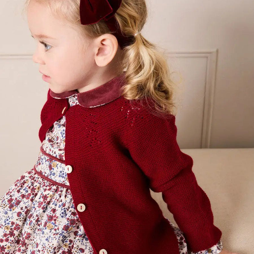 Openwork Cardigan In Burgundy (6mths-10yrs)