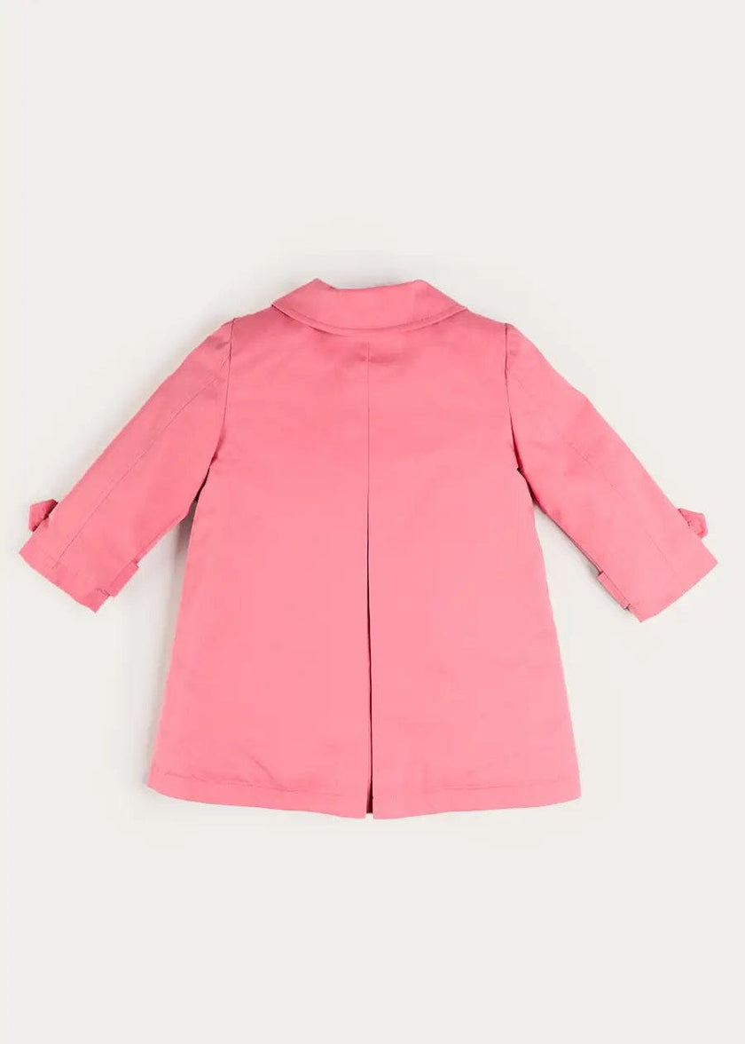 Double Breasted Margaret Floral Lined Rain Coat in Raspberry (18mths-12yrs)