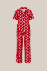 Kali Pajama Set in Poinsettia Candy Canes