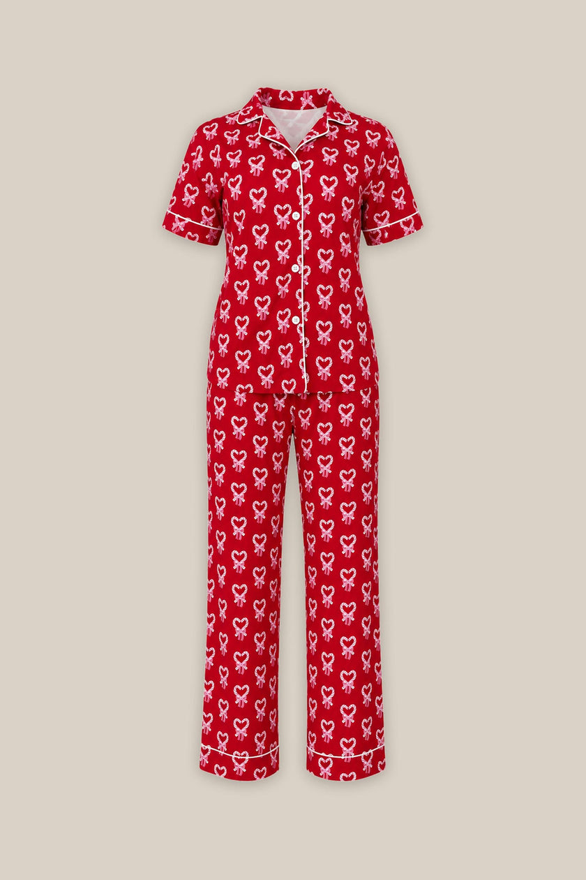 Kali Pajama Set in Poinsettia Candy Canes