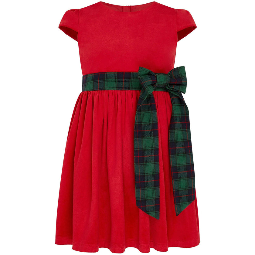 Jane Velvet & Plaid Bow Occasion Party Dress