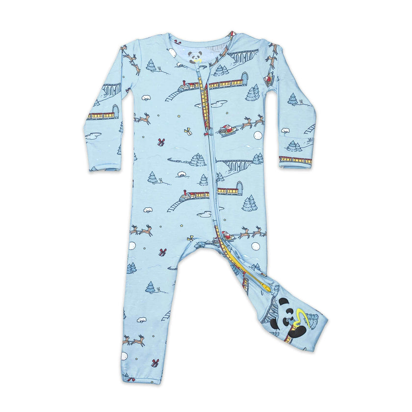 Winter Train Bamboo Convertible Footie