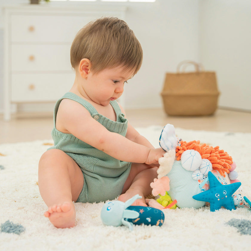 Sensorial Reef Plush Ocean Themed Baby Toy with Teething Elements