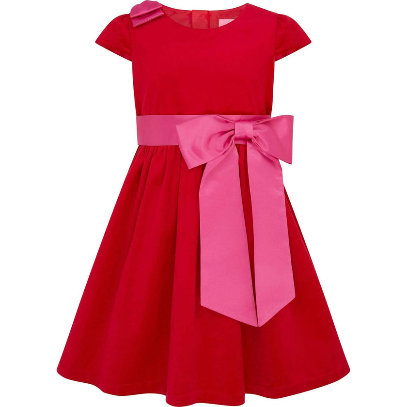Rosie Velvet & Satin Bow Girls Party Dress
