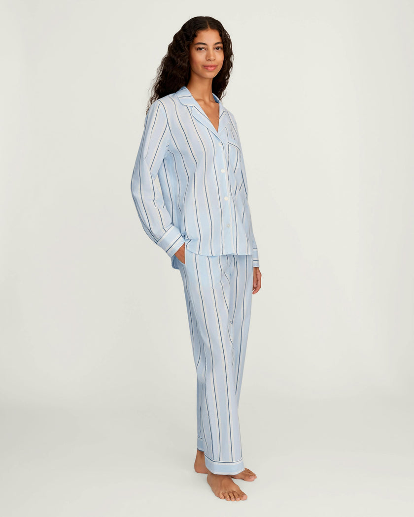 Women's Twill Pajama Set in Coastal Stripe