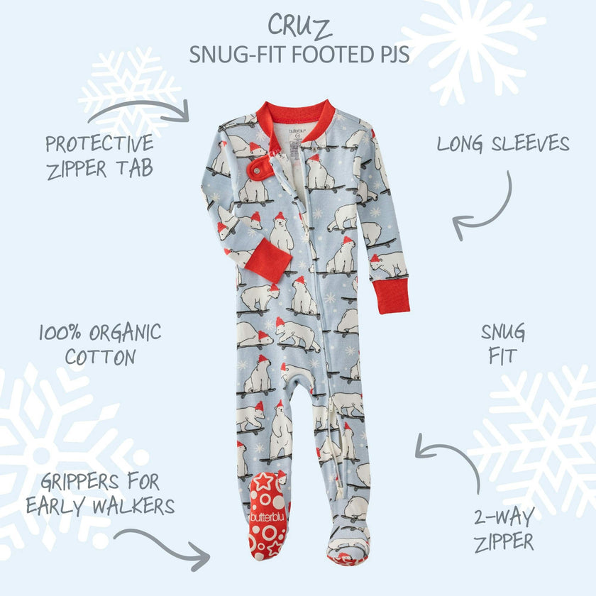 CRUZ Snug-fit Footed Baby Boys Pajamas