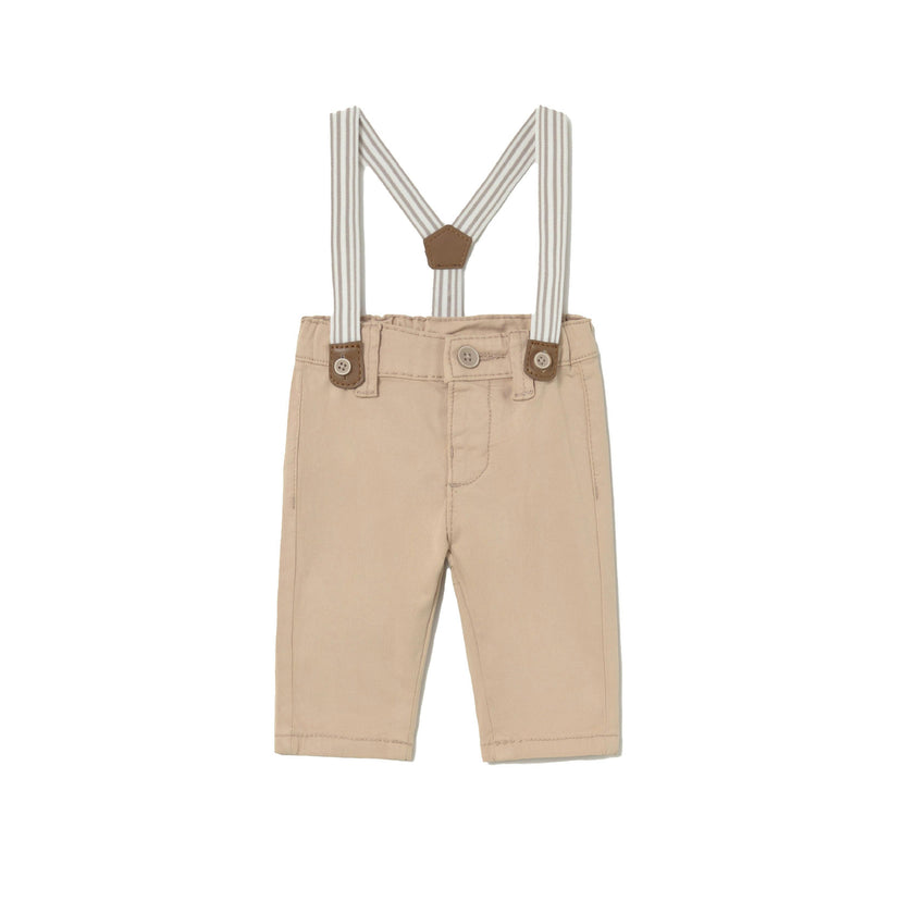 Beige Pants Baby With Suspenders