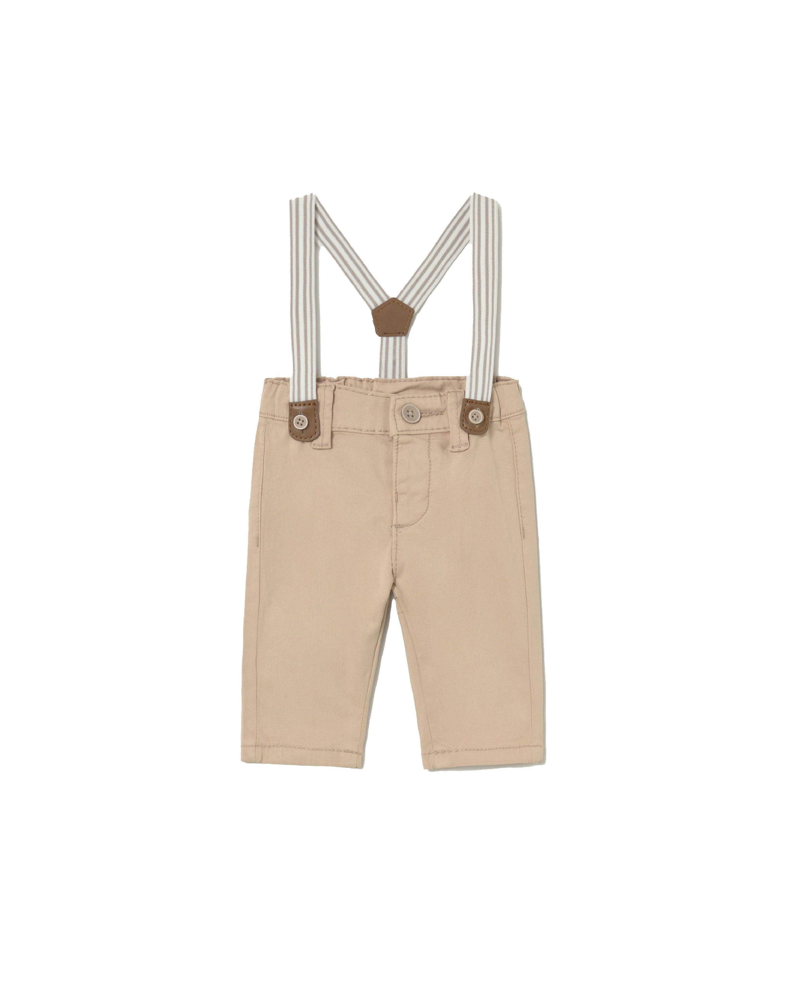 Beige Pants Baby With Suspenders