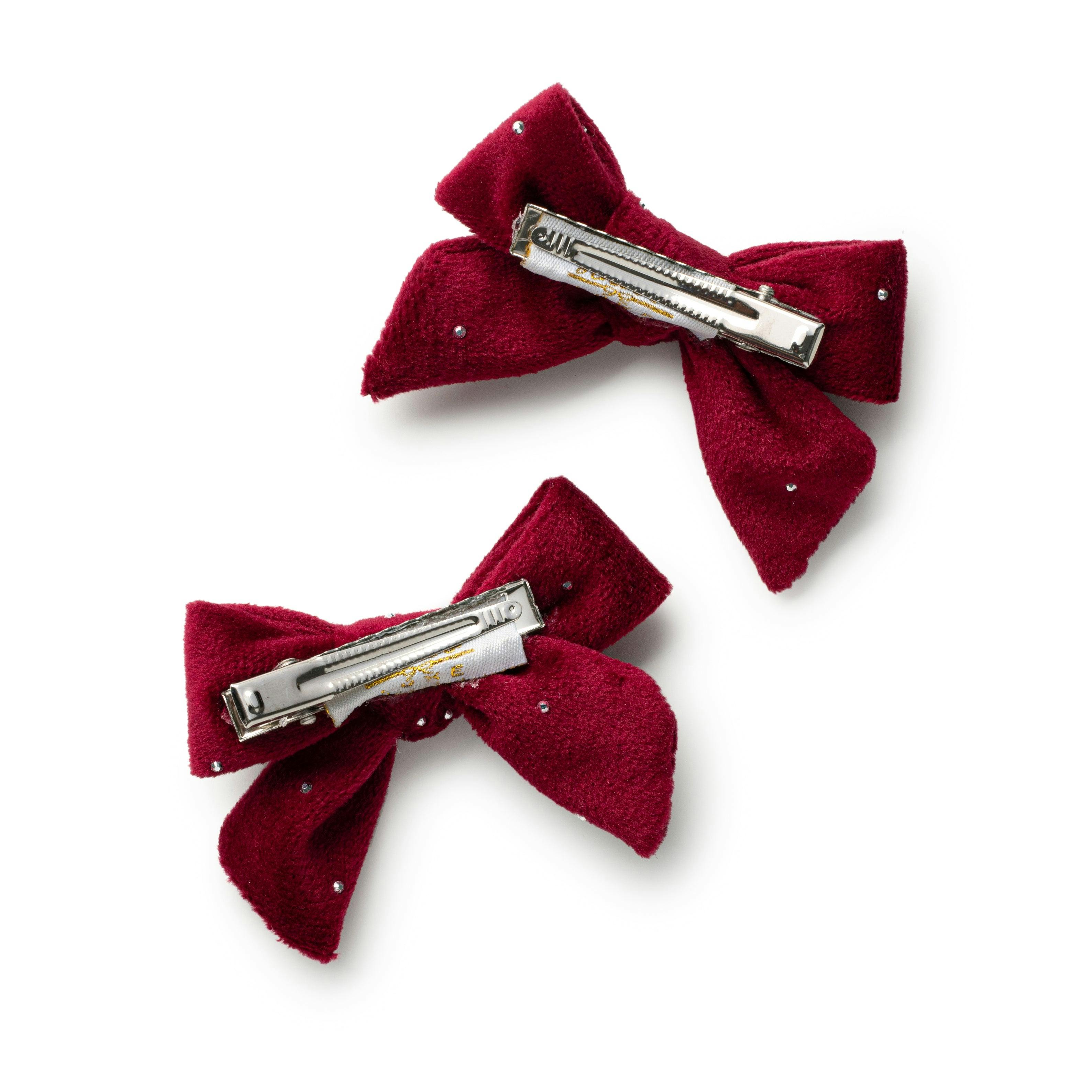 Halo Luxe Vivienne Studded Velvet Double Clip Set - Red