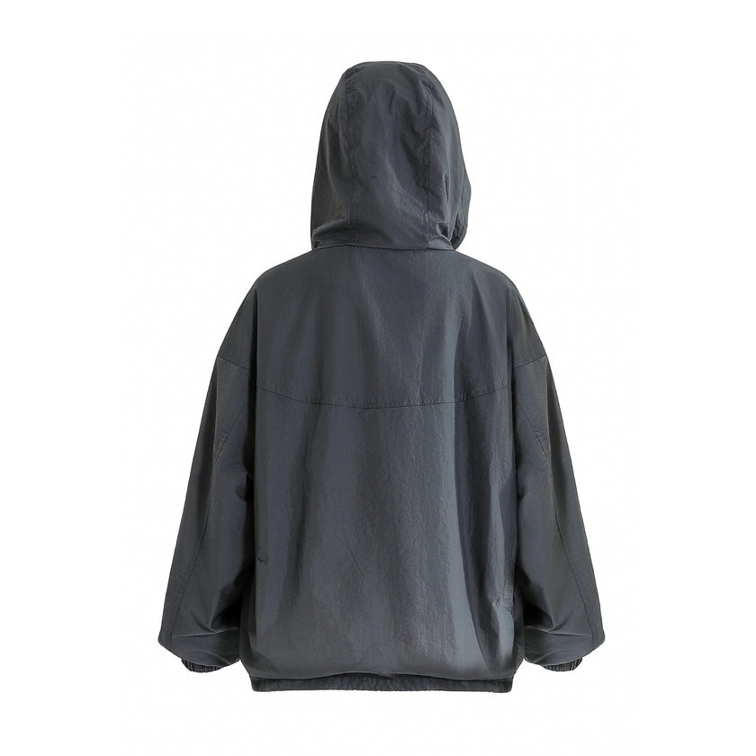 Dark Gray Hooded Windbreaker