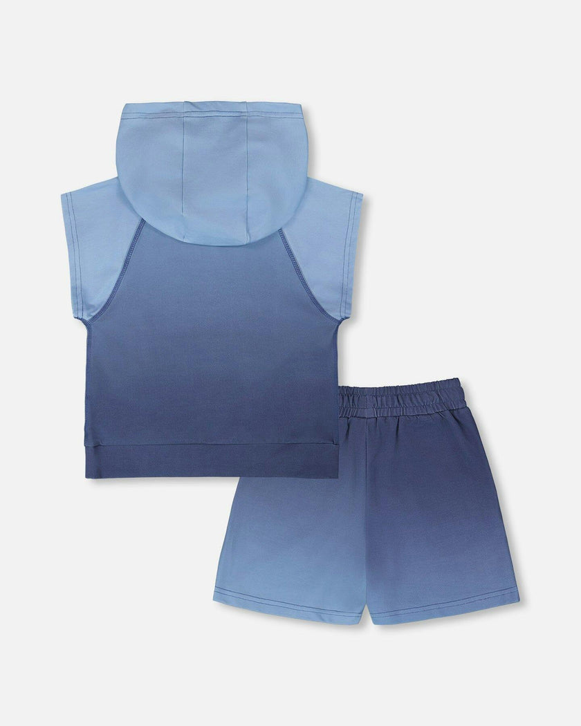 Sleeveless Top And Shorts Set Blue Gradient