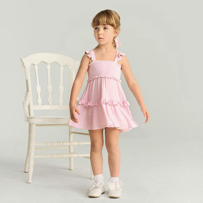 Caroline Dot Smocked Babydoll Dress