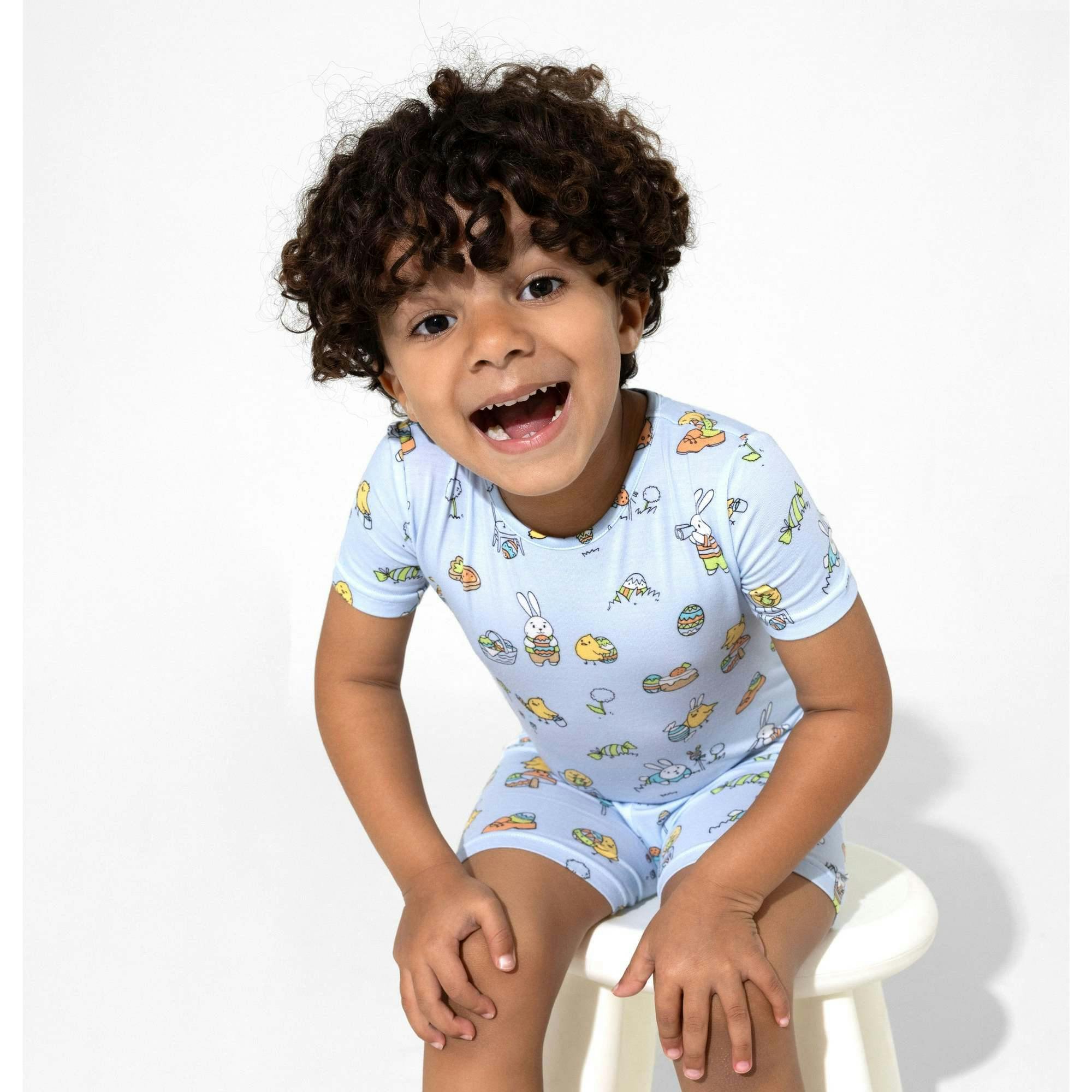 Easter Blue Kids Bamboo Short Set