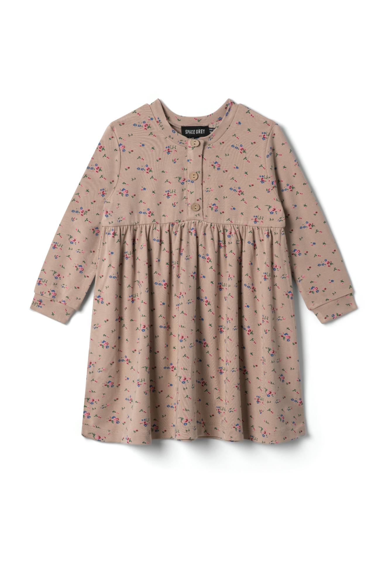 Floral Printed Snap Front Long Sleeve Dress