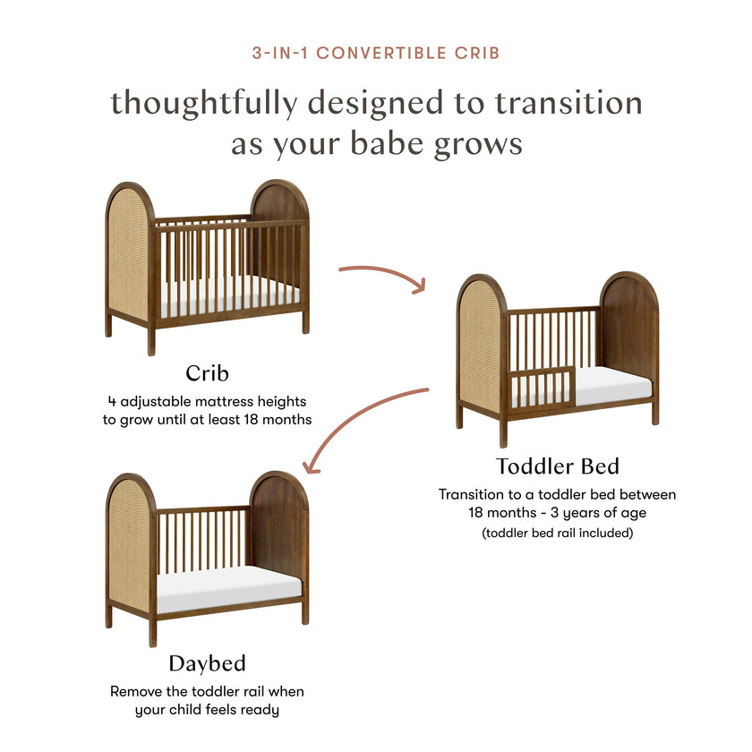 Babyletto Bondi Cane 3-in-1 Convertible Crib with Toddler Bed Conversion Kit