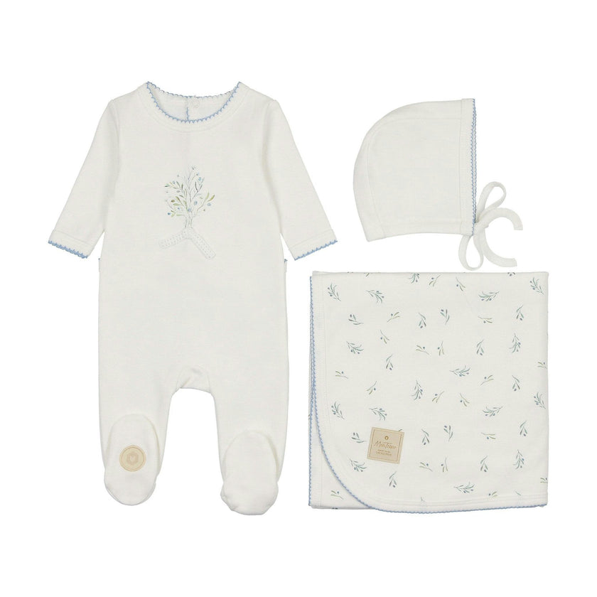 Nature's Touch Boys Layette Set Ivory & Blue
