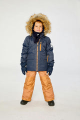 Two Piece Play Snowsuit Navy Blue With Brown Pants