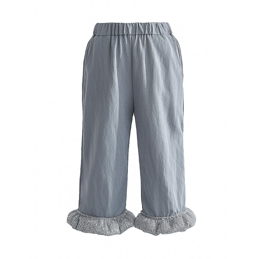 Blue Calyra Ruffle Pant Set