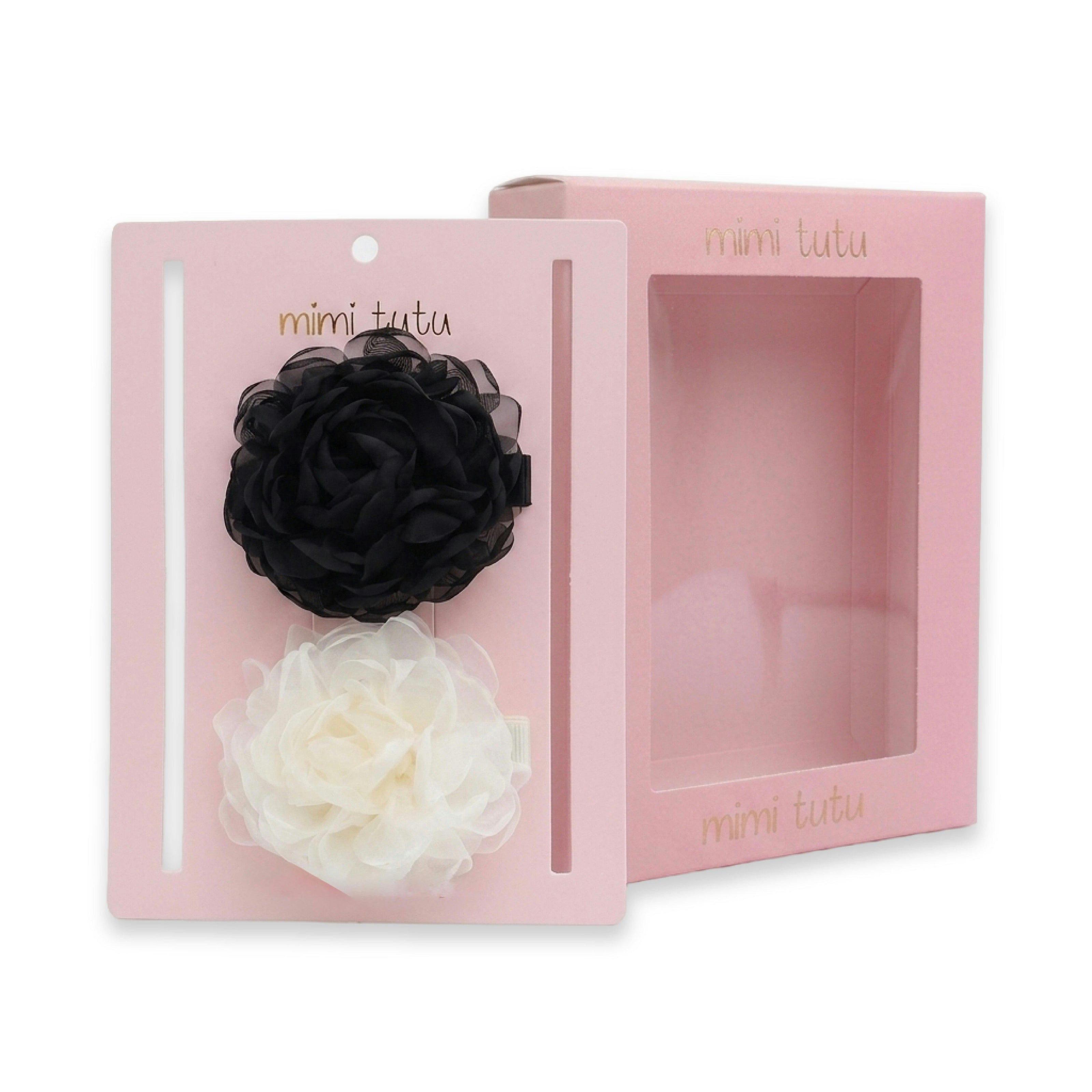Black Tulle Flower Hair Clip Duo