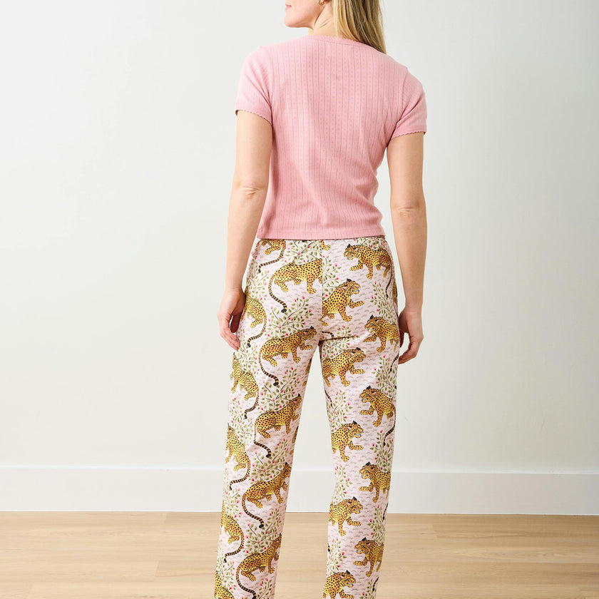 Pointelle Short Sleeve Tee - Pink Gemstone