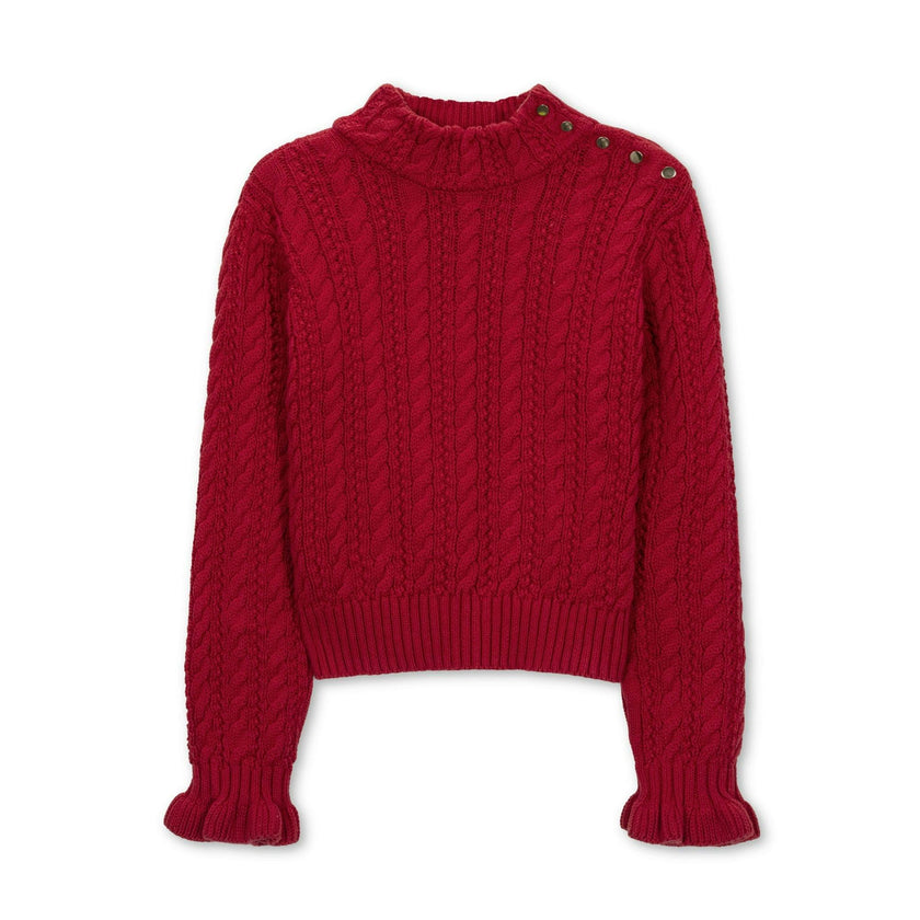 Organic Ruffle Cuff Turtleneck Sweater