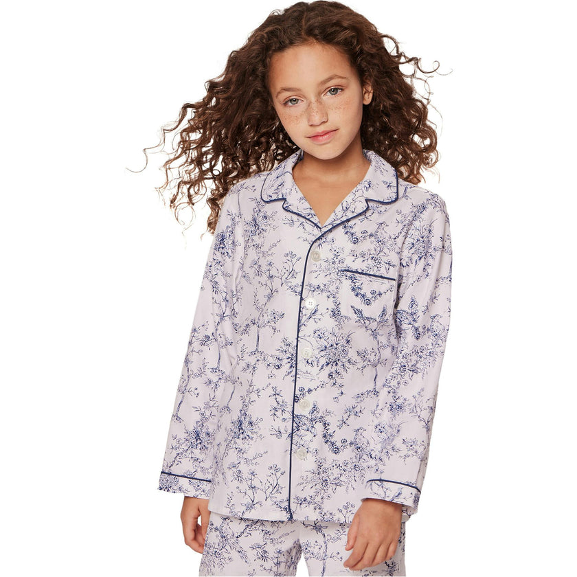 Kid's Twill Pajama Set in Timeless Toile