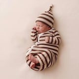Organic Kimono Infant Sleep Gown - Cocoa Stripe