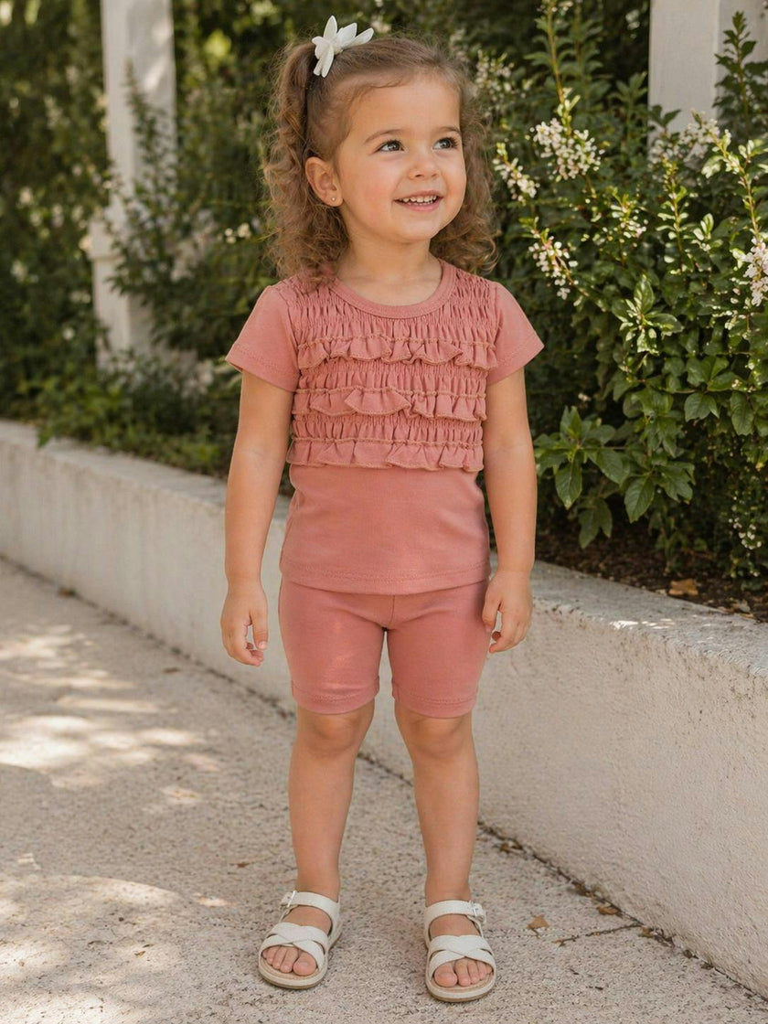 Ruffle Ruched Top & Short Set
