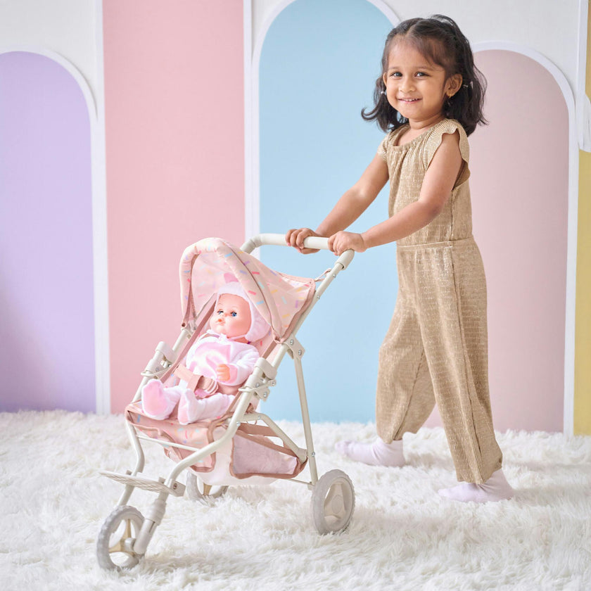 Olivia's Little World Confetti Doll Jogging Stroller with Retractable Canopy