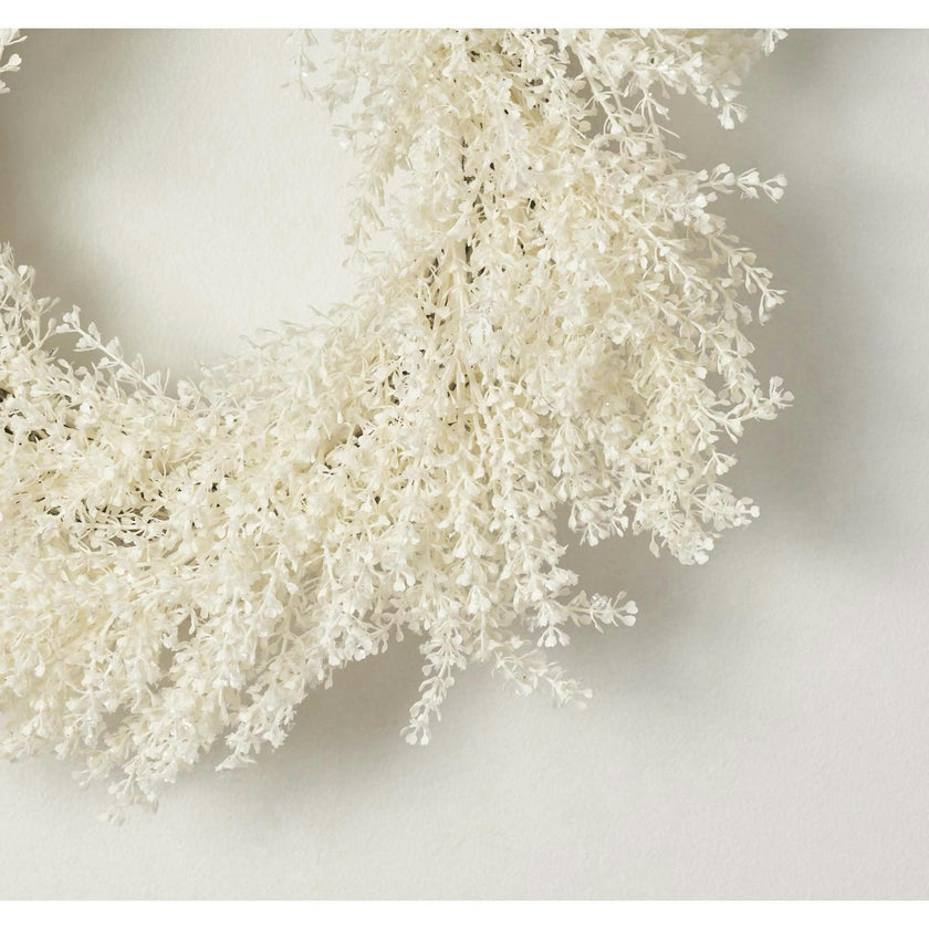 Frosted Shimmer Cream Baby's Breath Gypsophila Christmas Front Door Mantel Wreath 20"