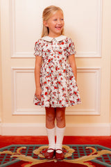 Mini Aveline Dress in Red & Green Rustic Floral