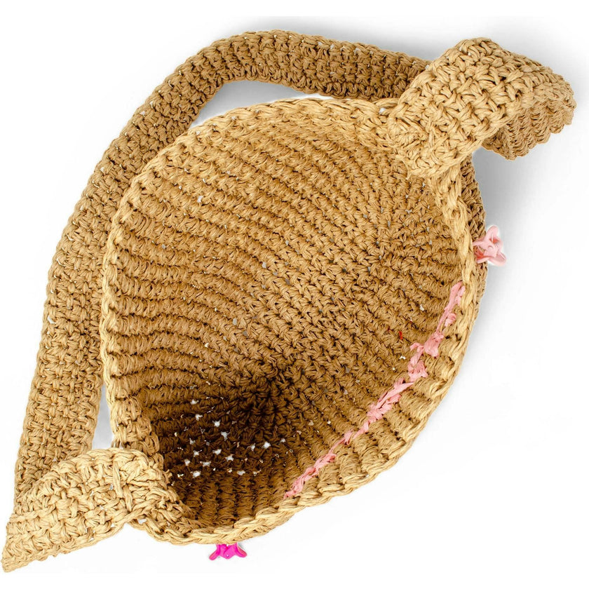 Girls Wicker Crossbody Message Charm Tote