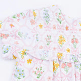 Spring Blooms Bow Trellis - Smocked Ruffle Bubble with Skirt