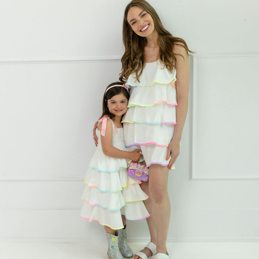 Rainbow Tiered Bow Dress