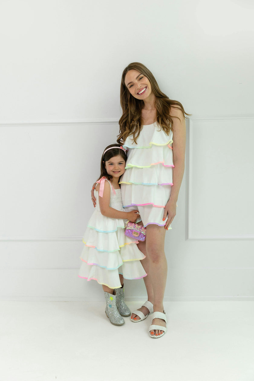 Rainbow Tiered Bow Dress