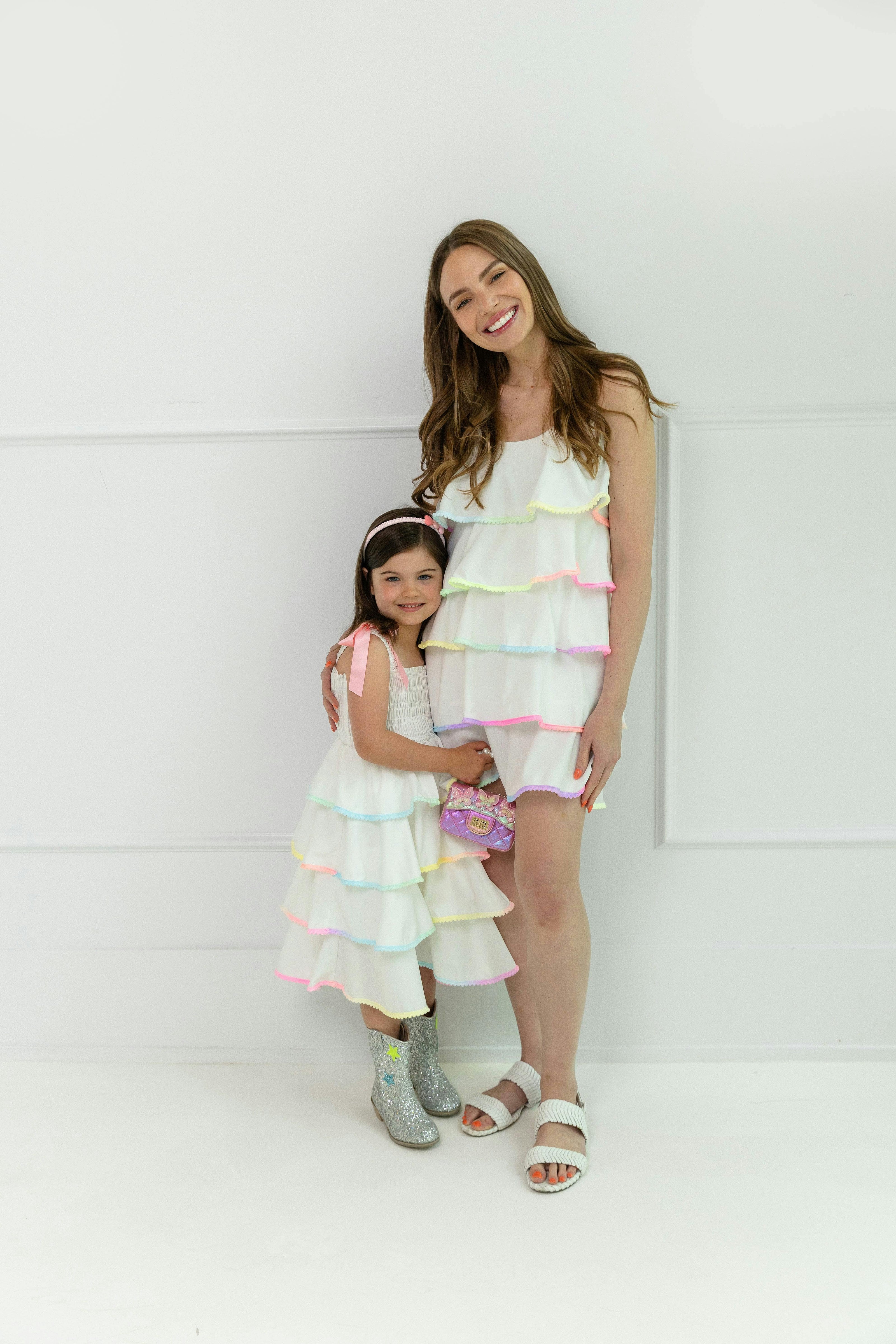 Rainbow Tiered Bow Dress
