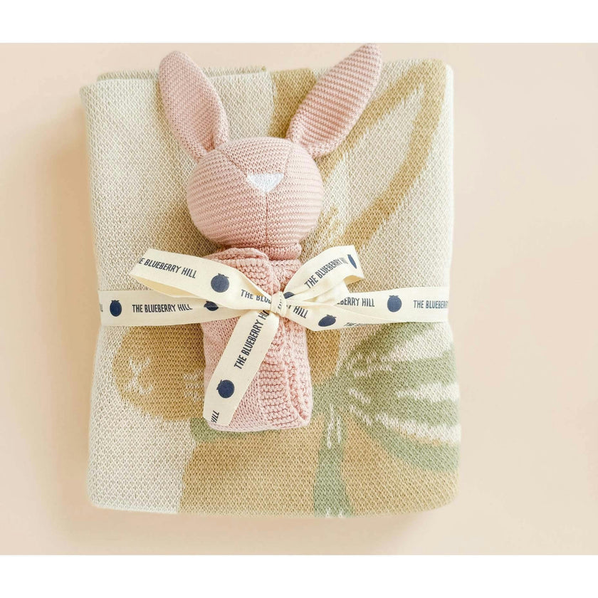 Pastel Floral Bunny Blanket Lovey Gift Set