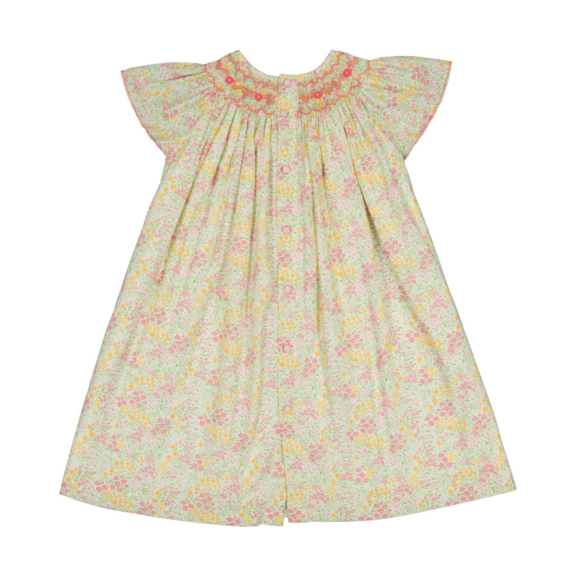 Prune Floral Frills Bishop Dress