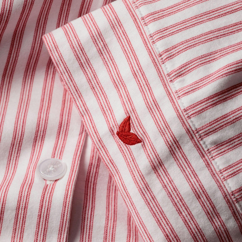 The Olivia Wide Leg Pima Pajama Set in Antique Red Ticking