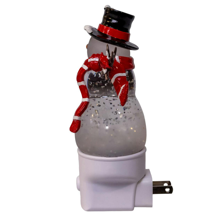 Kurt Adler Snowman With Red Scarf & Cardinal Spinning Glitter LED Night Light