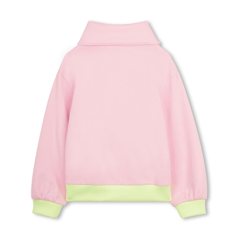 Light Pink Zip‑Up Cardigan with Sequin Motifs