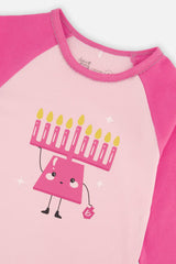 Organic Cotton Two Piece Pajama Set Pink Hanukkah Print