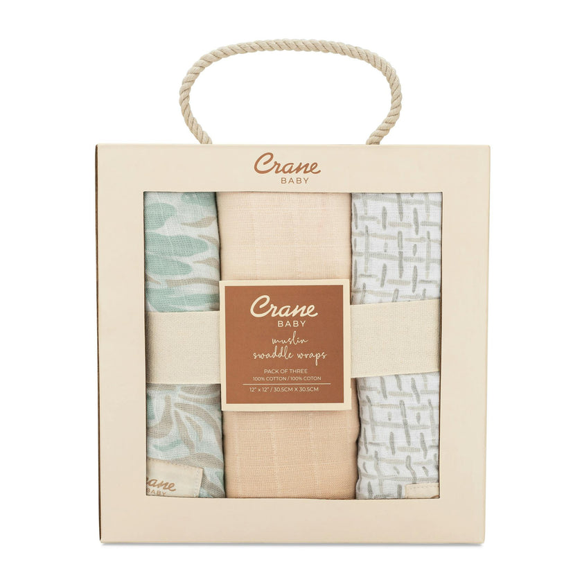 Cove Cotton Muslin Swaddle Blanket Set (Beach, Set of 3)