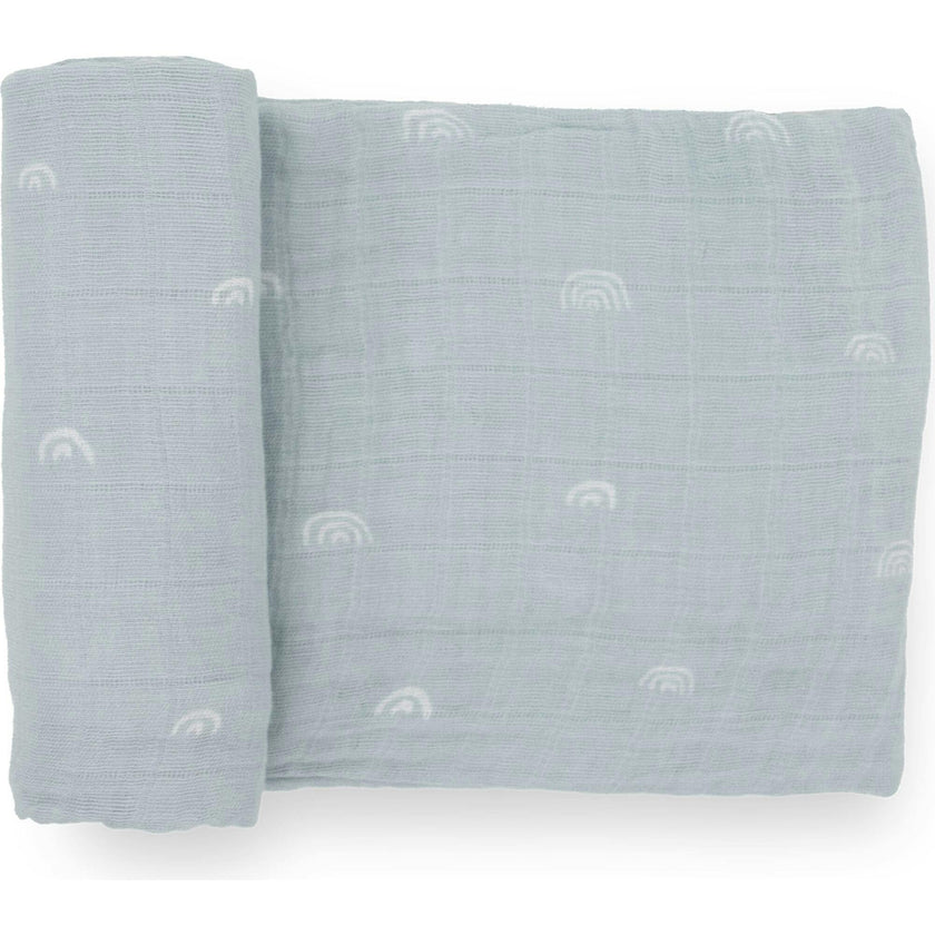 Cotton Muslin Swaddle Blanket - Blue Rainbow