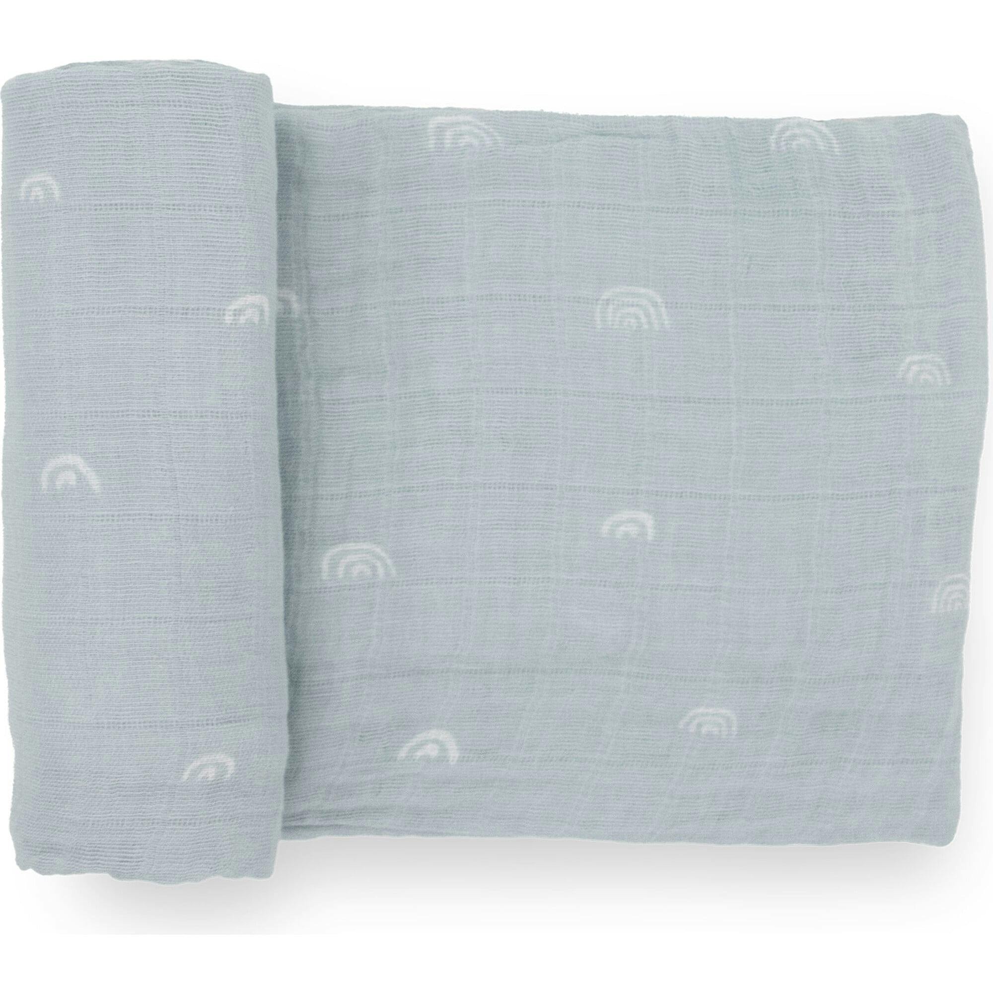 Cotton Muslin Swaddle Blanket - Blue Rainbow