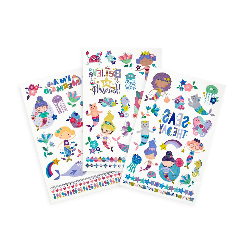 Tattoo-Palooza Temporary Tattoos - Mermaid Magic - 3 Sheets