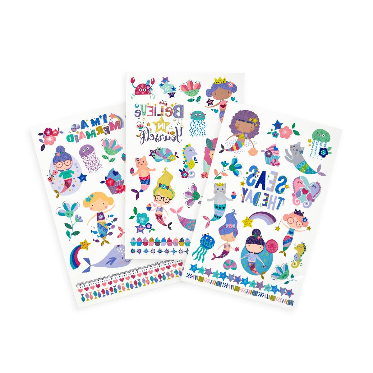 Tattoo-Palooza Temporary Tattoos - Mermaid Magic - 3 Sheets